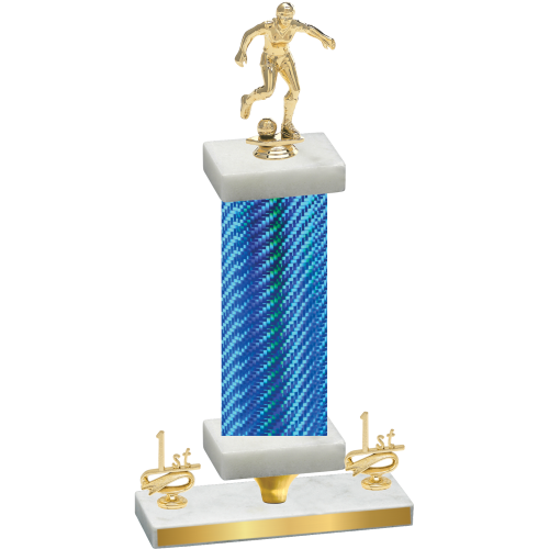 Premium Single Blue Carbon Fiber First Place Soccer Trophy