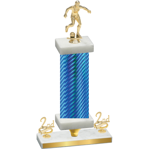Premium Single Blue Carbon Fiber Second Place Soccer Trophy