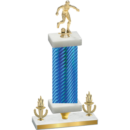Premium Single Blue Carbon Fiber Victory Soccer Trophy