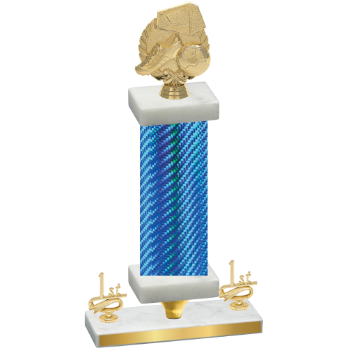 Premium Single Blue Carbon Fiber First Place Soccer Trophy