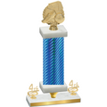 Premium Single Blue Carbon Fiber Fourth Place Soccer Trophy