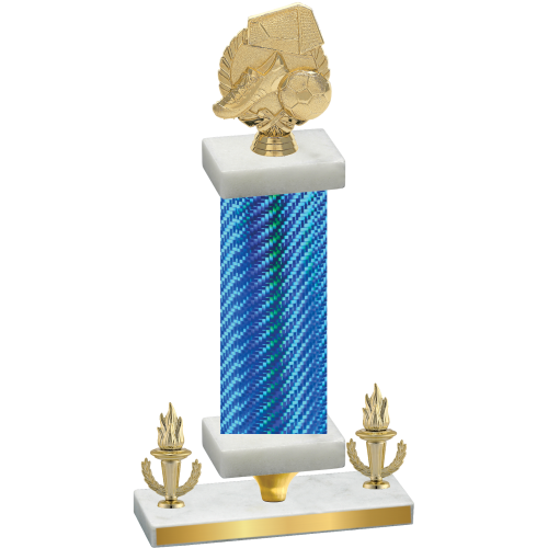 Premium Single Blue Carbon Fiber Victory Soccer Trophy