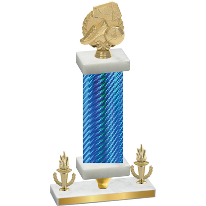 Premium Single Blue Carbon Fiber Victory Soccer Trophy