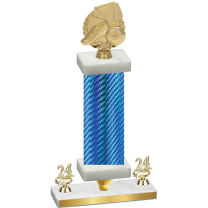 Premium Single Blue Carbon Fiber Year Soccer Trophy