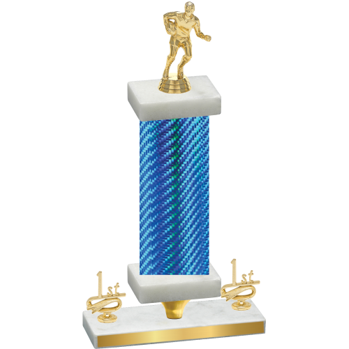 Premium Single Blue Carbon Fiber First Place Rugby Trophy