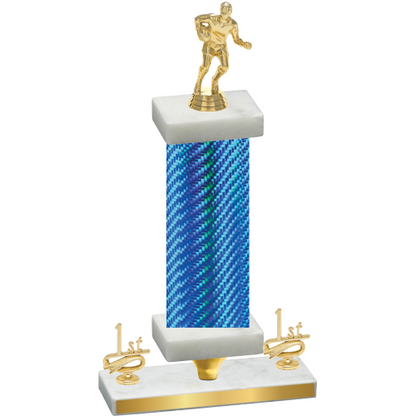 Premium Single Blue Carbon Fiber First Place Rugby Trophy