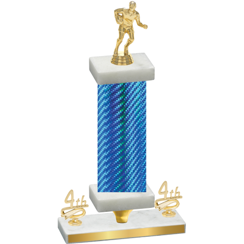 Premium Single Blue Carbon Fiber Fourth Place Rugby Trophy