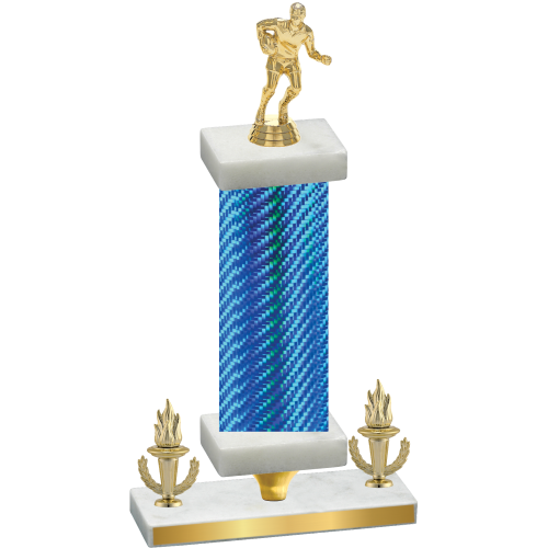 Premium Single Blue Carbon Fiber Victory Rugby Trophy