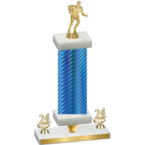 Premium Single Blue Carbon Fiber Year Rugby Trophy