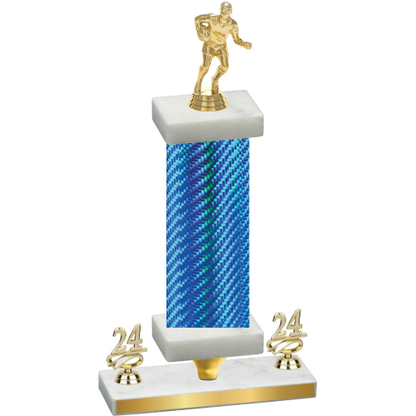 Premium Single Blue Carbon Fiber Year Rugby Trophy