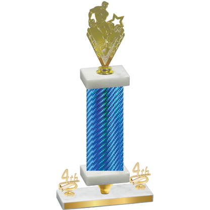 Premium Single Blue Carbon Fiber Fourth Place Rugby Trophy