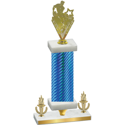 Premium Single Blue Carbon Fiber Victory Rugby Trophy