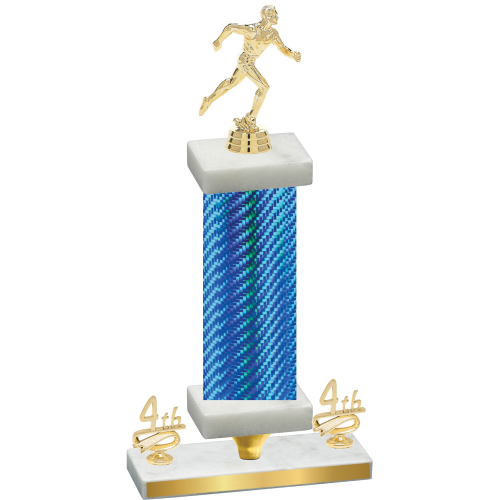 Premium Single Blue Carbon Fiber Fourth Place Running Trophy