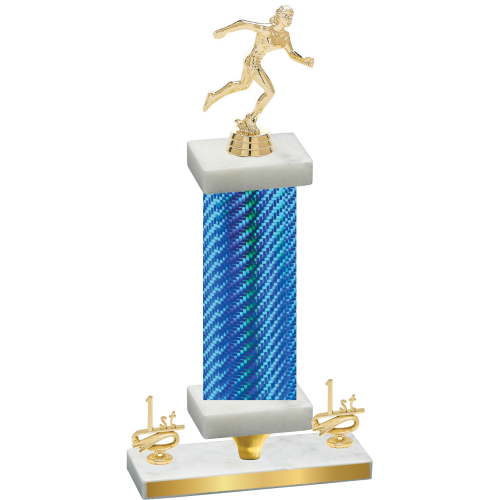 Premium Single Blue Carbon Fiber First Place Running Trophy