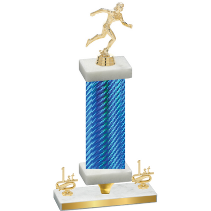Premium Single Blue Carbon Fiber First Place Running Trophy