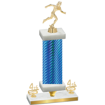 Premium Single Blue Carbon Fiber Fourth Place Running Trophy