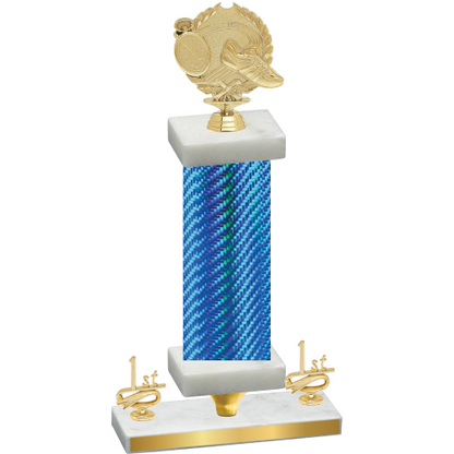 Premium Single Blue Carbon Fiber First Place Running Trophy