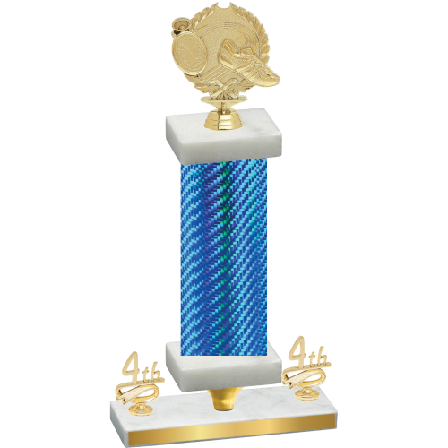 Premium Single Blue Carbon Fiber Fourth Place Running Trophy