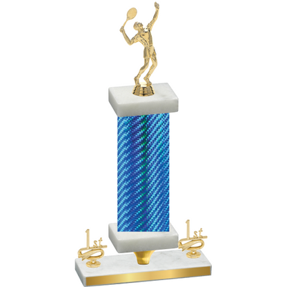 Premium Single Blue Carbon Fiber First Place Tennis Trophy