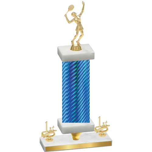 Premium Single Blue Carbon Fiber First Place Tennis Trophy