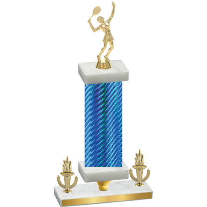 Premium Single Blue Carbon Fiber Victory Tennis Trophy