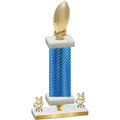 Premium Single Blue Carbon Fiber Year Football Trophy