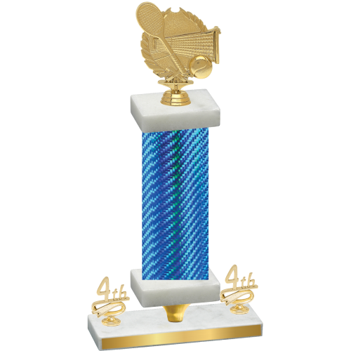 Premium Single Blue Carbon Fiber Fourth Place Tennis Trophy
