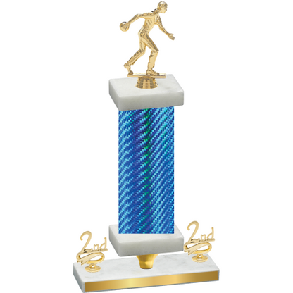 Premium Single Blue Carbon Fiber Second Place Bowling Trophy