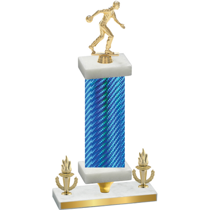 Premium Single Blue Carbon Fiber Victory Bowling Trophy
