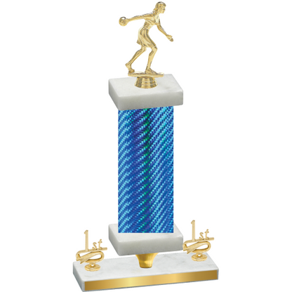 Premium Single Blue Carbon Fiber First Place Bowling Trophy