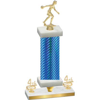 Premium Single Blue Carbon Fiber Fourth Place Bowling Trophy
