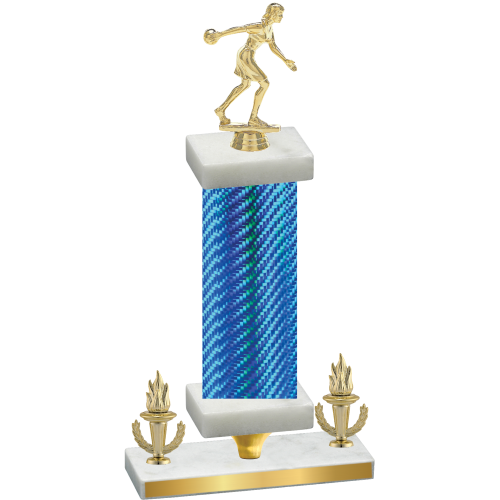 Premium Single Blue Carbon Fiber Victory Bowling Trophy