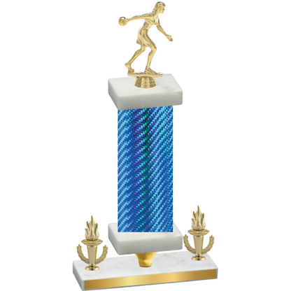 Premium Single Blue Carbon Fiber Victory Bowling Trophy