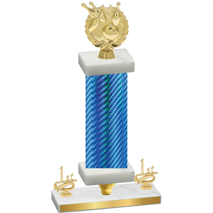 Premium Single Blue Carbon Fiber First Place Bowling Trophy