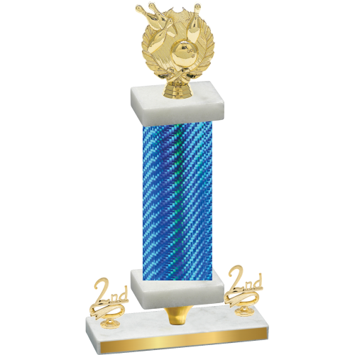 Premium Single Blue Carbon Fiber Second Place Bowling Trophy