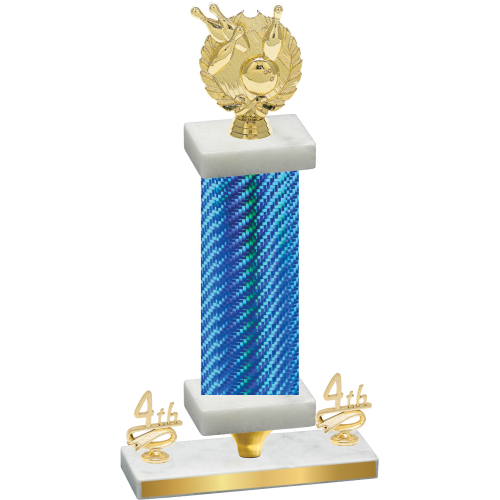 Premium Single Blue Carbon Fiber Fourth Place Bowling Trophy
