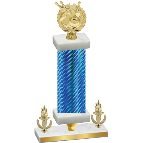 Premium Single Blue Carbon Fiber Victory Bowling Trophy