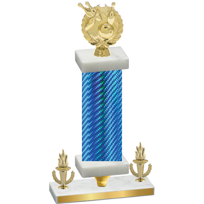 Premium Single Blue Carbon Fiber Victory Bowling Trophy