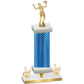 Premium Single Blue Carbon Fiber Third Place Volleyball Trophy