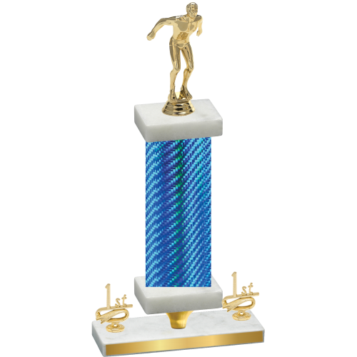 Premium Single Blue Carbon Fiber First Place Swimming Trophy