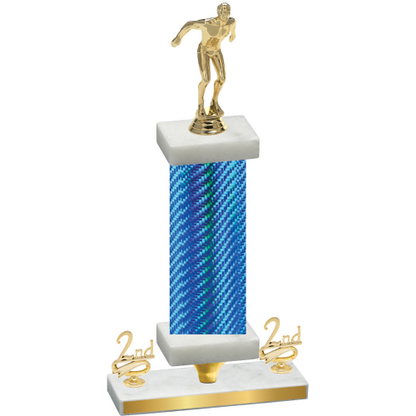 Premium Single Blue Carbon Fiber Second Place Swimming Trophy