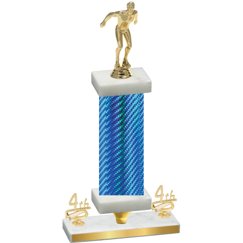 Premium Single Blue Carbon Fiber Fourth Place Swimming Trophy