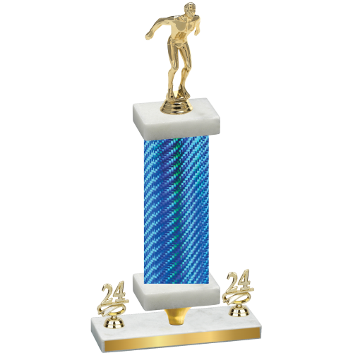 Premium Single Blue Carbon Fiber Year Swimming Trophy