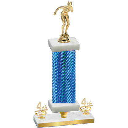 Premium Single Blue Carbon Fiber Fourth Place Tennis Trophy