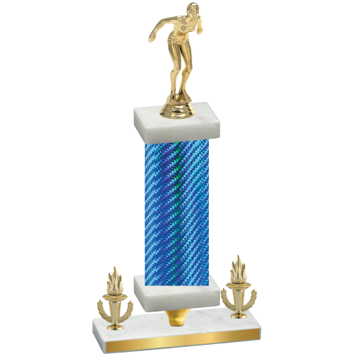 Premium Single Blue Carbon Fiber Victory Tennis Trophy