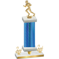 Premium Single Blue Carbon Fiber Second Place Football Trophy