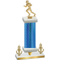 Premium Single Blue Carbon Fiber Victory Football Trophy
