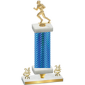 Premium Single Blue Carbon Fiber Year Football Trophy