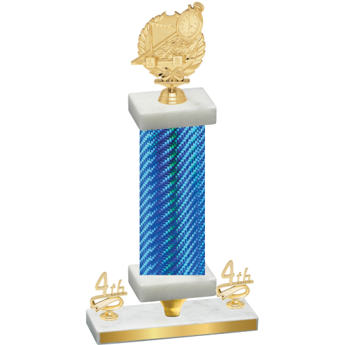 Premium Single Blue Carbon Fiber Fourth Place Swimming Trophy