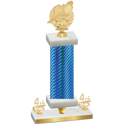 Premium Single Blue Carbon Fiber Fourth Place Swimming Trophy